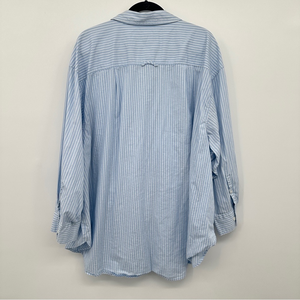 Ava & Viv Light Blue Striped Button Up Shirt Top Womens Plus Size 4X‎ Stretch - Picture 4 of 9